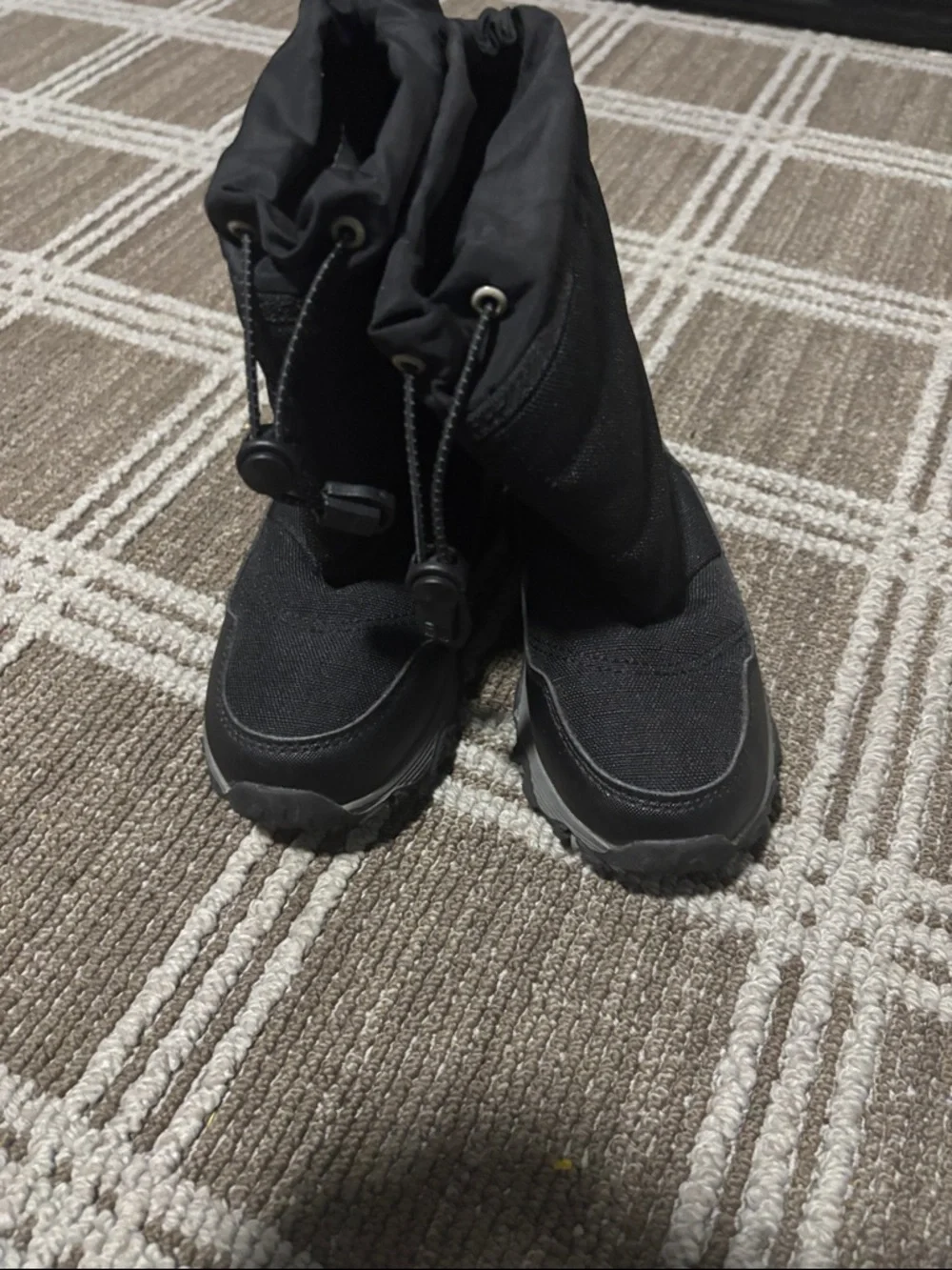 Lands End size 11 toddler Black Insulated Winter Boots with Pull Cord